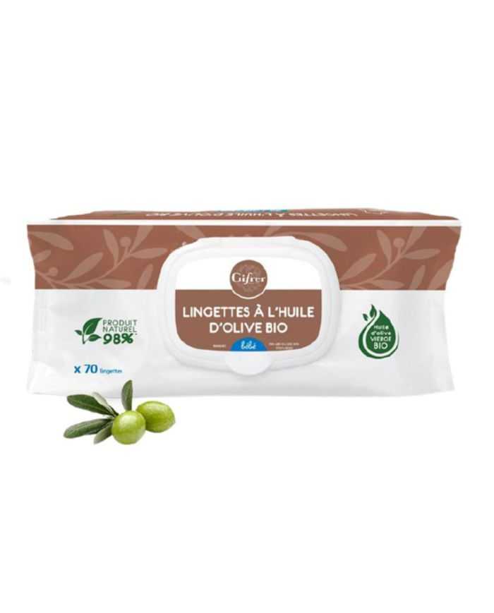Lingettes Nettoyantes à L’huile D’olive Bio 70 Lingettes Gifrer
