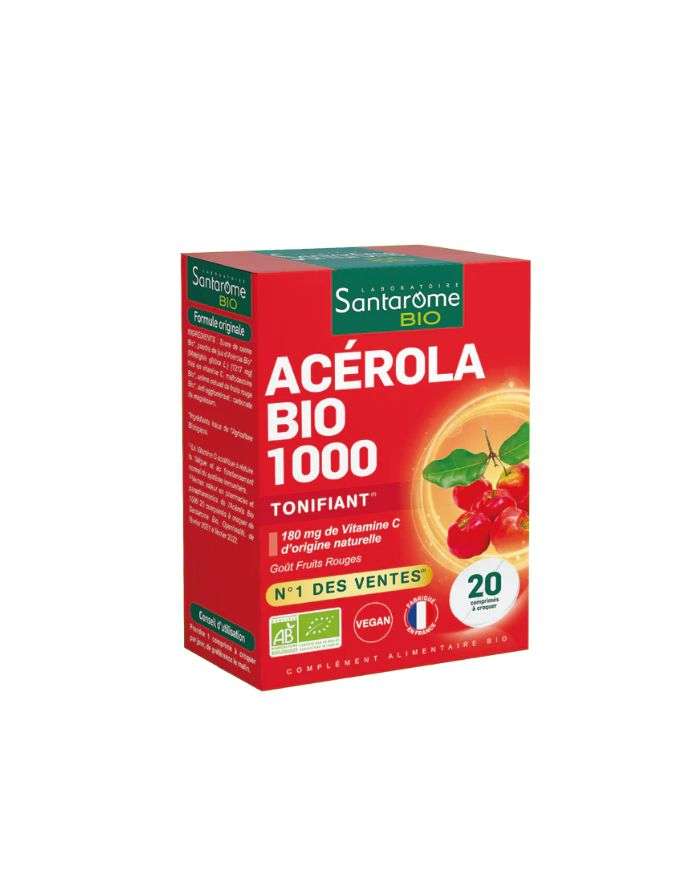 Acerola Bio 1000 Tonifiant 20 Comprimles à Craquer Santarome Bio