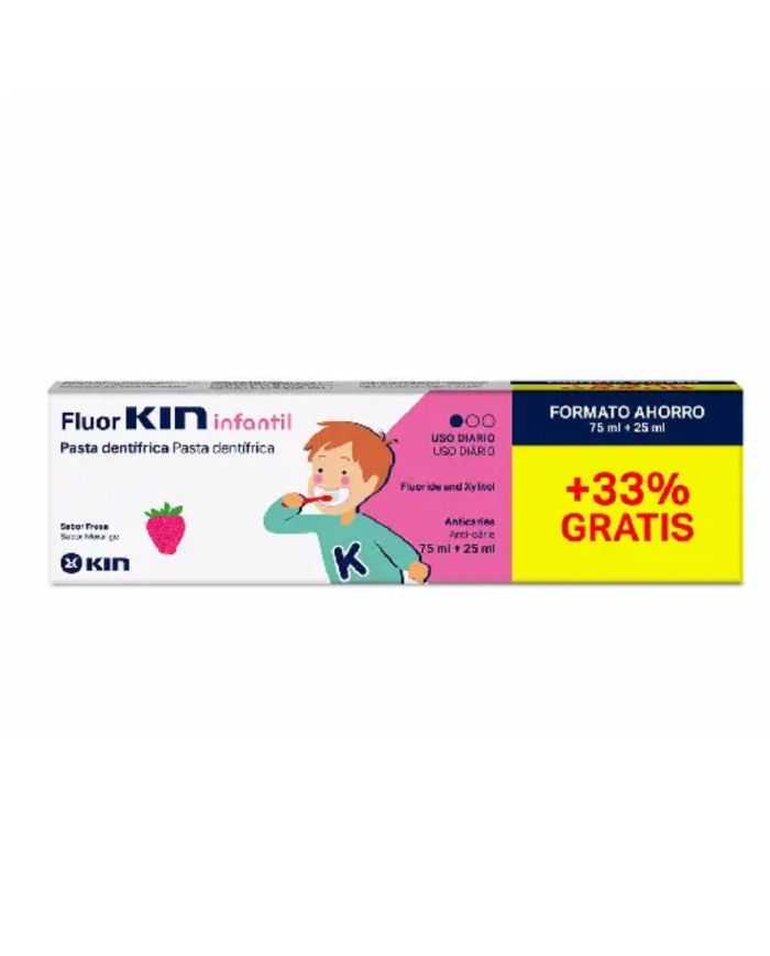 Dentifrice Fluor Enfant Fraise 75ml+25 ml Kin