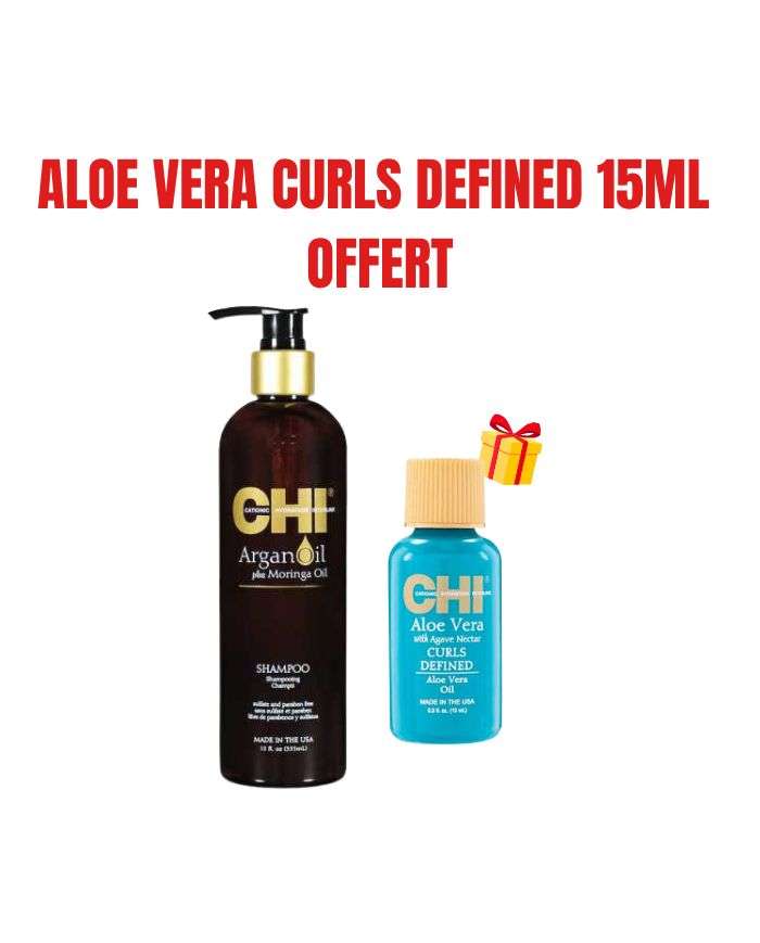 Offre Argan Oil et Moringa Shampooing 340 ml + Aloe Vera Curls Defined 15 ml Offert Chi