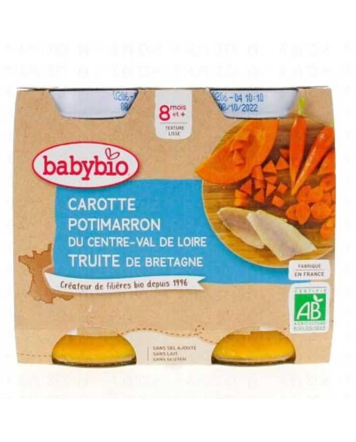 Carotte Potimarron Truite de Bretagne 8 Mois + 2X200 g Babybio