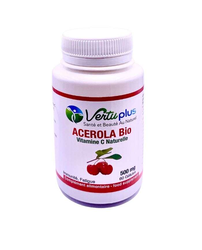 Vertuplus Acerola Bio Vitamine C Naturelle 500 mg 60 Gélules Vertu Plus