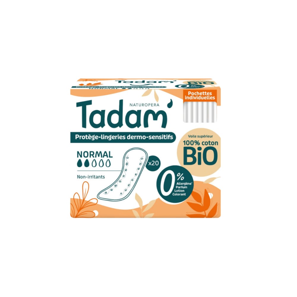 20 Protège Lingeries Dermo Sensitives Normal Coton Bio Non Irritants Tadam