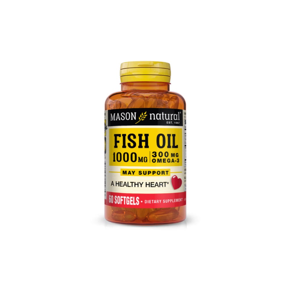 Huile de Poisson 1000 mg Omega 3 300 mg 60 Gélules Mason Natural
