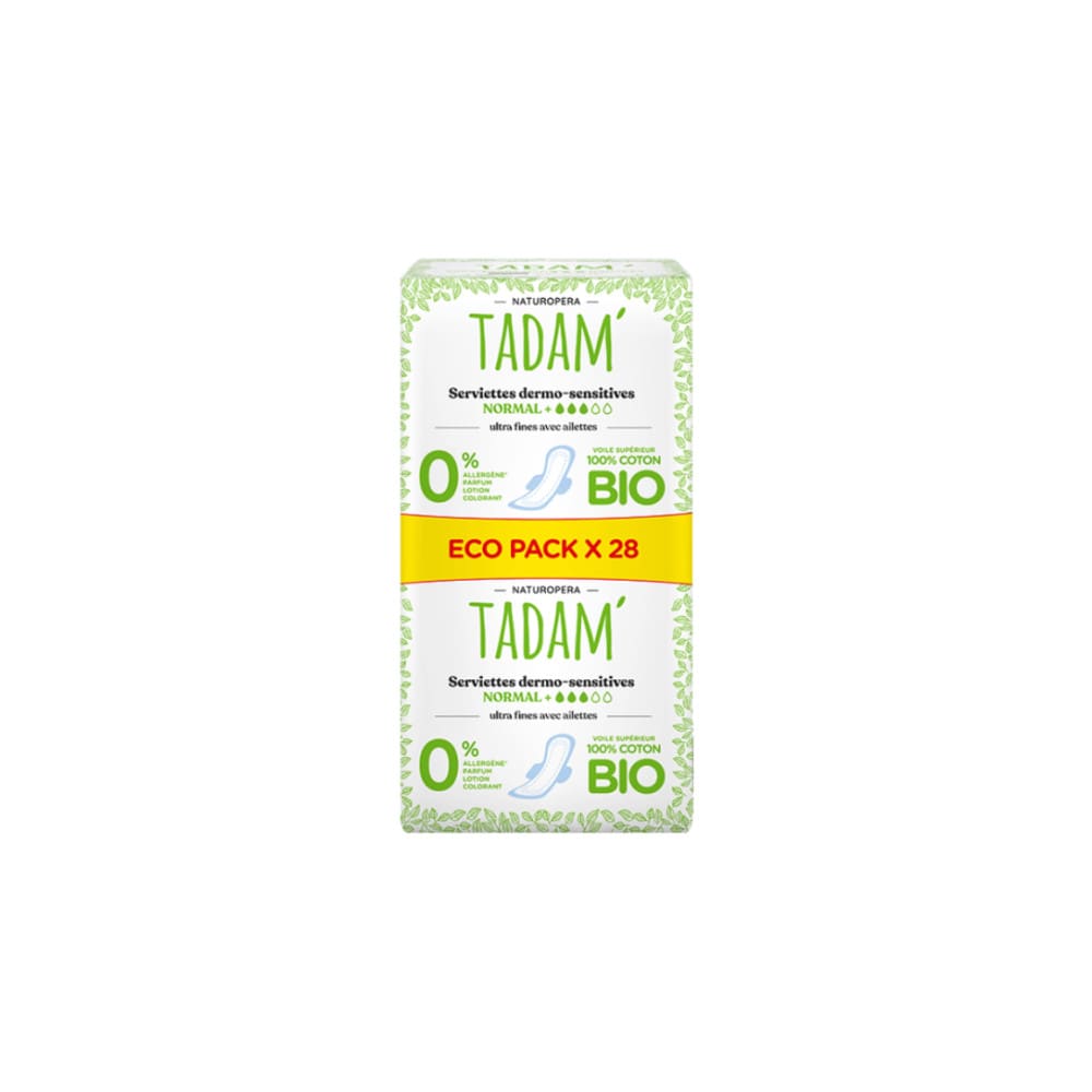 Eco Pack 28 Serviettes Dermo Sensitives Normal + Coton Bio Tadam