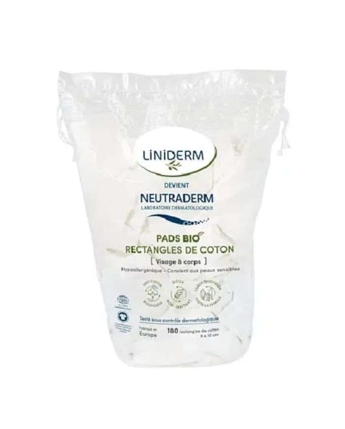Neutaderm Rectangles de Coton Pads Bio Bébé Sachet de 180 Unités Gilbert
