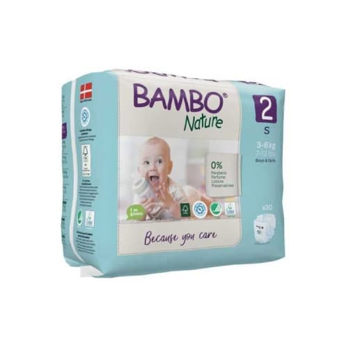 Couches Bébé 2 S 3 à 6 KG 30 Unités Bambo Nature