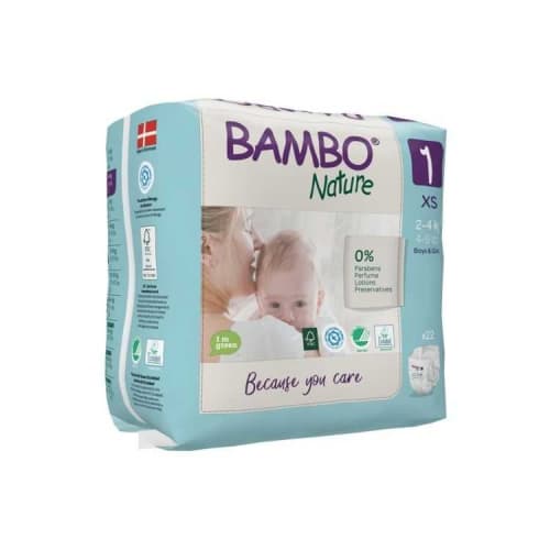 Couches Bébé 1 Xs 2 à 4 KG 22 Unités Bambo Nature