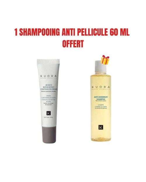 Offre Crème Contour des Yeux Effet Botox 28 Jours 15 ml + 1 Shampooing Anti Pellicule 60 ml Offert Kuora
