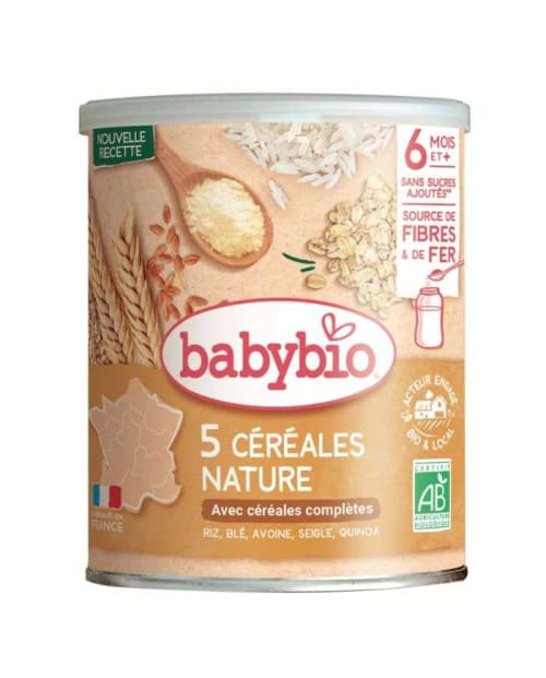 5 Cereales Nature Ble Avoine Riz Seigle Quinoa 6 Mois et Plus 220 g Babybio