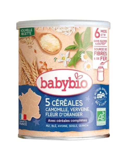 5 Cereales Verveine et Fleur D'Oranger et Camomille 6 Mois + 220 g Babybio