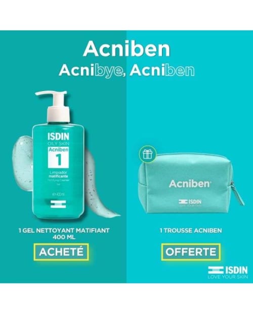 Offre Acniben 1 Gel Nettoyant Matifiant 400 ml + Trousse Acniben Offerte ISDIN