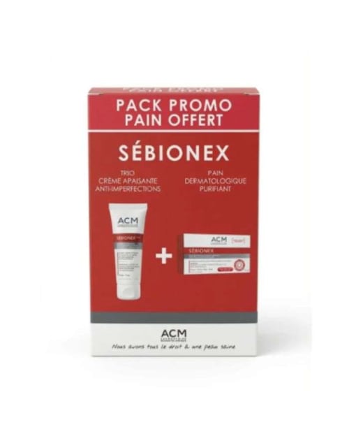 Offre Sebionex Trio Crème Apaisante Anti Imperfection 40 ml + Pain Dermatologique Purifiant Offert Acm