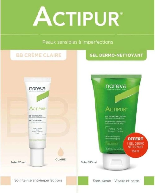 Offre Actipur BB Crème Claire 30 ml + Actipur Gel Dermo Nettoyant 150 ml Offert Noreva