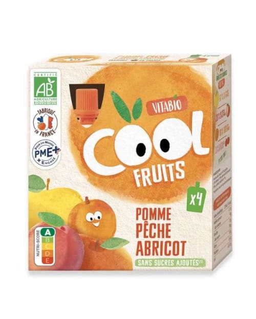 Cool Fruits Pomme Peche Abricot Boite de 4 Vitabio