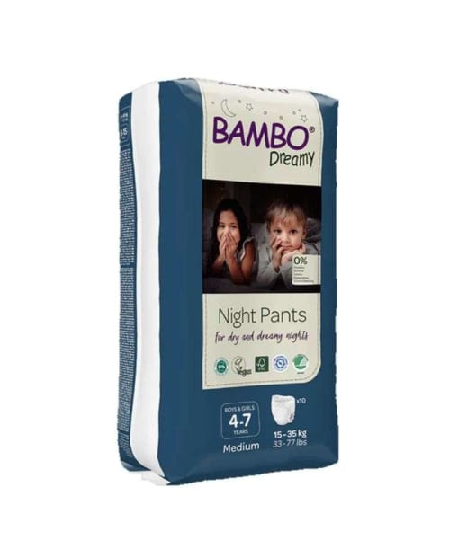 Bambo Dreamy Night Pants Filles et Garcons Medium 4-7 Ans 15-35 KG 10 Unités Bambo Nature