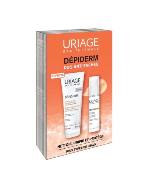 Offre Depiderm SPF 50 Soin de Jour Haute Protection Anti-Taches Brunes 30 ml + Depiderm Crème Mousse Nettoyante 100 Offert Uriage