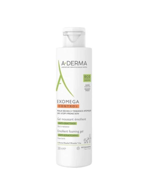 Aderma Exomega Control Gel Moussant Emollient Visage Corps 200 ml A-Derma