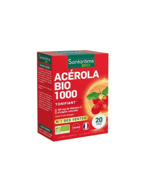 Acerola Bio 1000 Tonifiant 20 Comprimles à Craquer Santarome Bio
