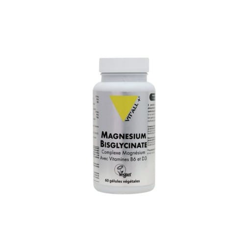 Vitall+ Magnesium Bisglycinate Vitamine B6 et D3 Complement Alimentaire 60 Gélules Vit'All+