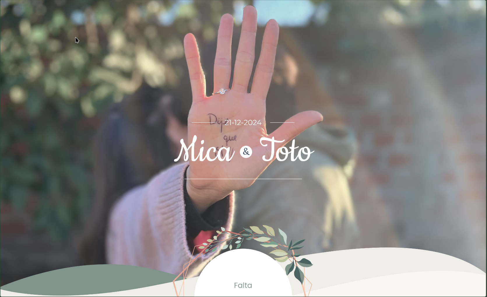 Invitación de boda Mica y Toto