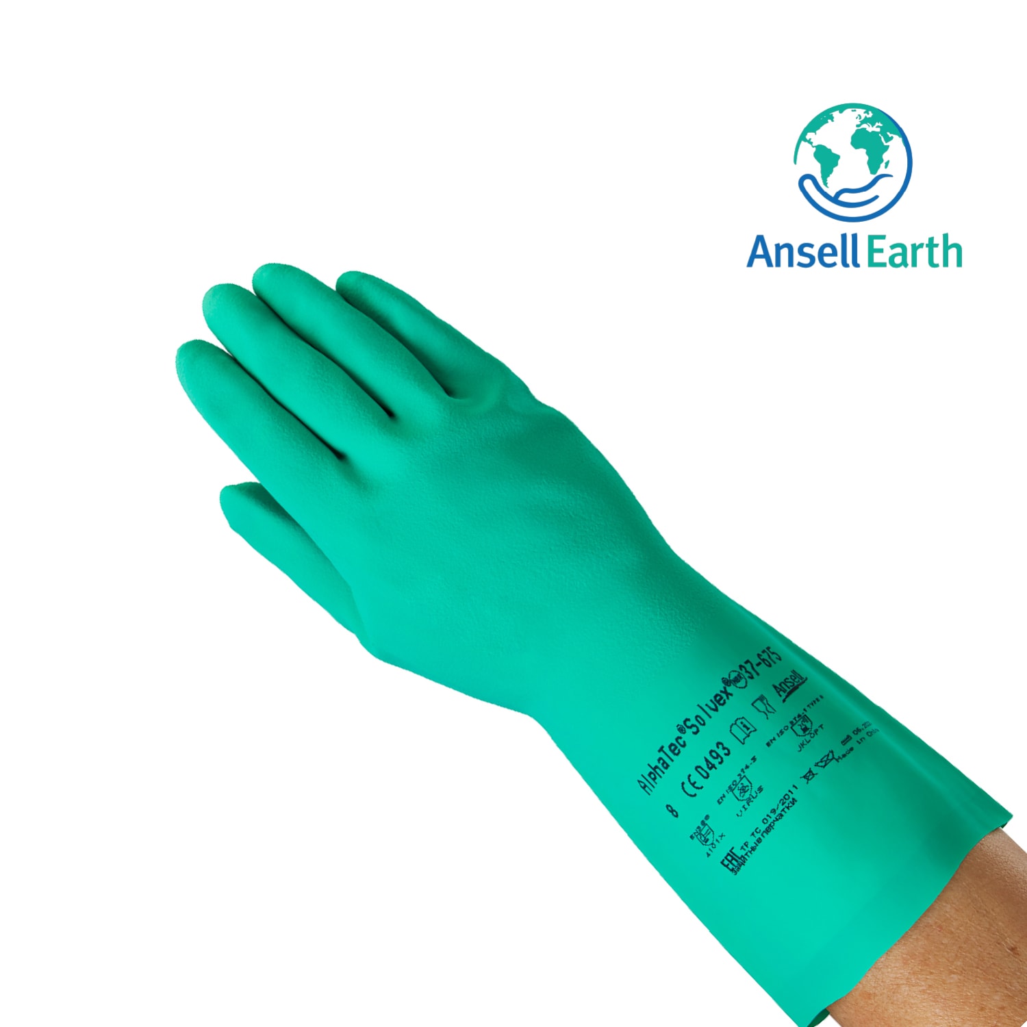 Gant de protection chimique nitrile Ansell AlphaTec Solvex 37-675 support coton taille 9 photo du produit