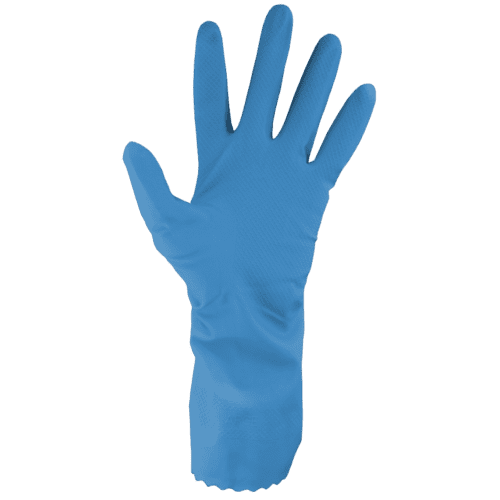 Gant de ménage latex flocké coton bleu taille M (7/8) Sempermed photo du produit front L