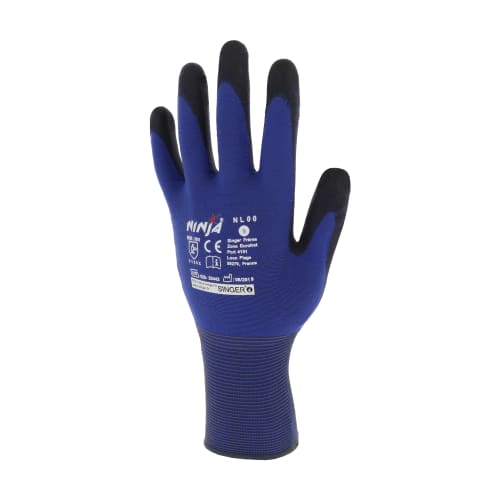 Gant manipulation fine Singer Dext-Lite polyamide bleu enduction PU noir taille 9 photo du produit