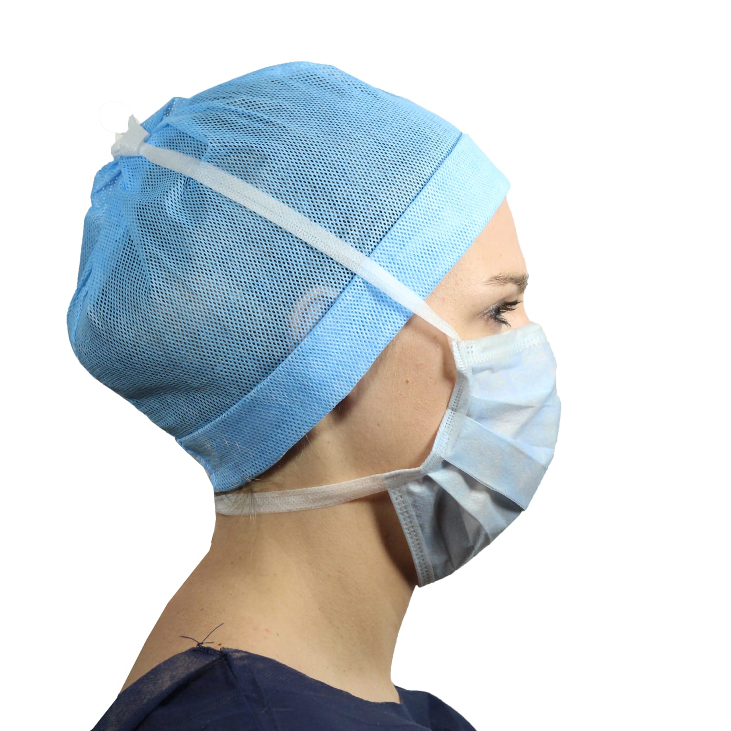 Masque chirurgical kolmi type IIR bleu à lanières France - Voussert