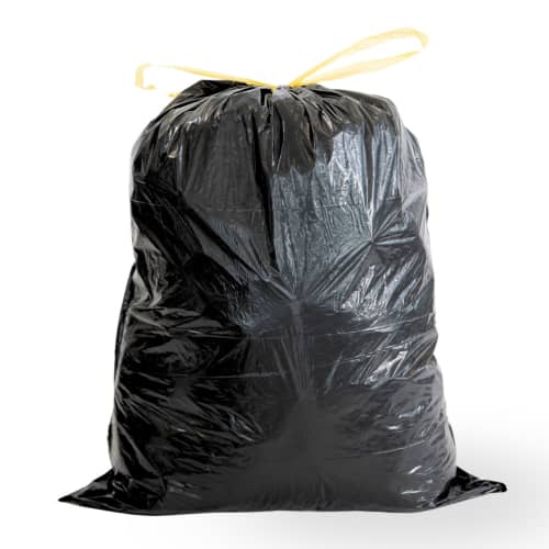 Sac plastique PE BD 30L noir 23µm lien coulissant photo du produit front L