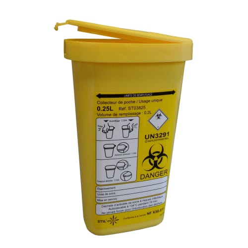 Collecteur boîte à aiguilles DASRI 0,25L NF X Stil Eco photo du produit front L