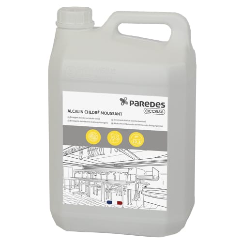 Détergent désinfectant alcalin moussant Paredes Access Alcalin chloré moussant bidon de 5L photo du produit front L