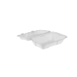 Boîte biodégradable en fibres végétales Aluplast à couvercle charnière 23x15 cm blanc photo du produit