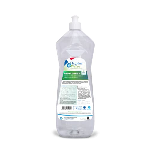 Liquide vaisselle plonge manuelle Ecolabel Hygiène et Nature Pro Plonge V flacon de 1L photo du produit front L