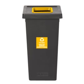 Poubelle PP recyclé Fit avec insert Ecogreen 70L noir/jaune Tampel photo du produit