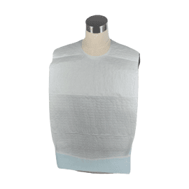 Bavoir Paredes ouate 21g/m² et PE 1 2µm à adhésifs poche bleu 38x 65cm