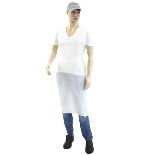 Tablier PE Paredes blanc 25 µm gaufré 75x135 cm taille M+ photo du produit front L