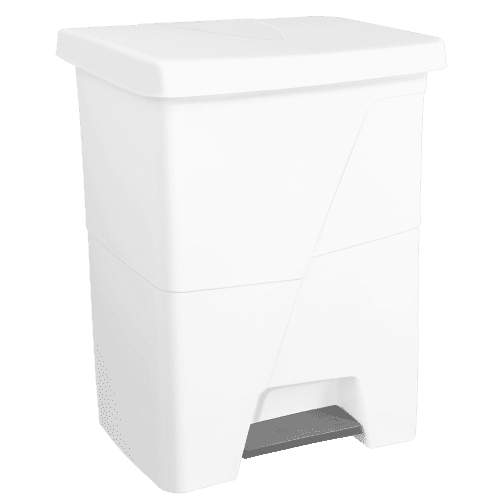 Poubelle plastique à pédale 45L blanc  Tampel photo du produit front L
