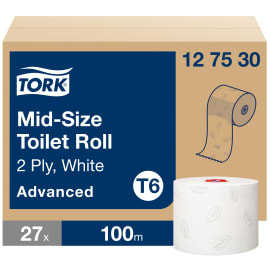 Papier toilette rouleau mini géant blanc 2 plis 100m continu certifié Ecolabel photo du produit