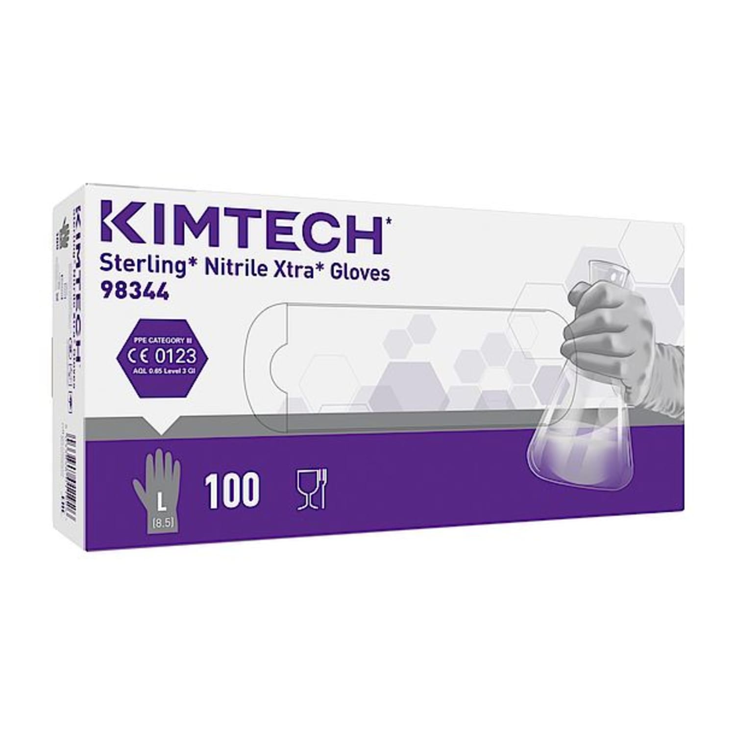 Gant de protection chimique nitrile Kimtech Science Sterling Xtra gris non poudré 30cm taille L photo du produit Side View ZOOM