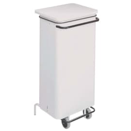 Poubelle mobile carénée métal à pédale 110L blanc Rossignol