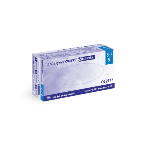 Gant à usage unique de protection chimique nitrile SEMPERCARE SKIN2 bleu non poudré taille S (6/7) photo du produit front L