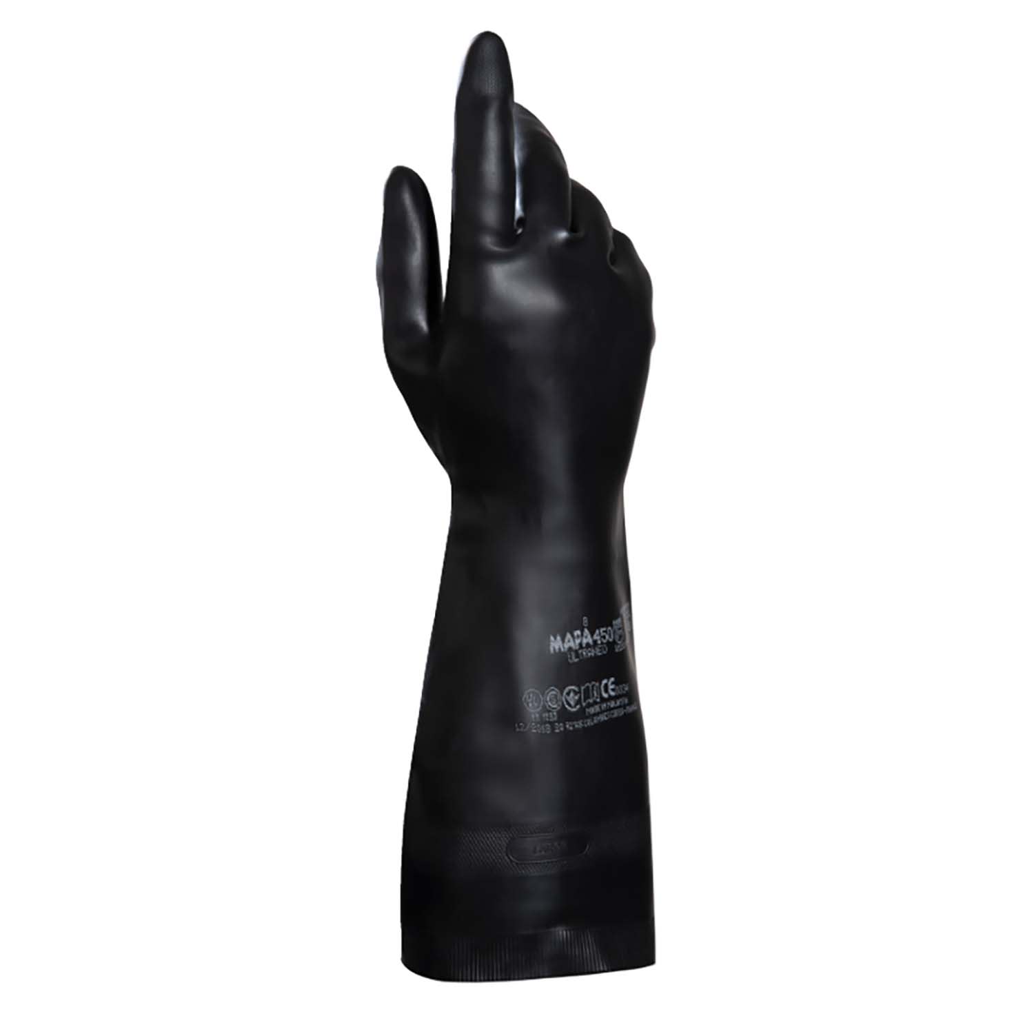 Gant de protection chimique néoprène/latex UltraNeo 450 noir flocké coton 41cm taille 7 photo du produit