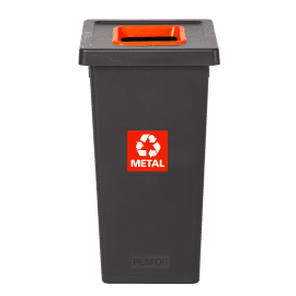 Poubelle PP recyclé Fit avec insert Ecogreen 70L noir/rouge Tampel