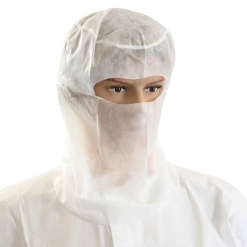 Cagoule scaphandre avec calot Poligard PLP 30g/m² blanc Indutex photo du produit front L