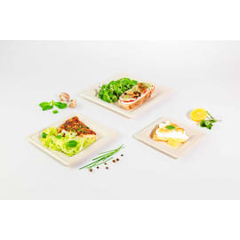 Assiette fibres végétales compostable carrée naturelle 200x200mm Alphaform
