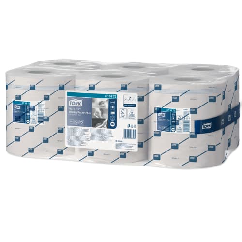 Bobine d'essuyage blanche dévidage Tork central 450 formats 19,4 x 33,5 cm Ecolabel photo du produit front L