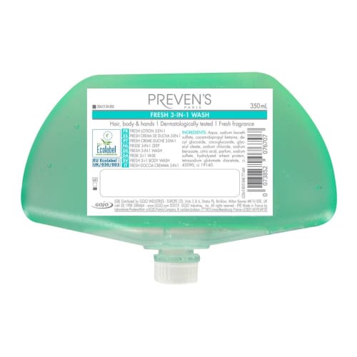 PREVEN'S PARIS Fresh 3-in-1 wash lotion lavante certifiée Ecolabel recharge de 350ml photo du produit front L