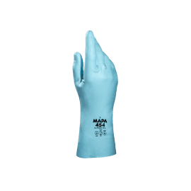 Gant de protection chimique UltraNitril 454 (ex Optimo 454) latex turquoise flocké coton hypoallergénique 31cm