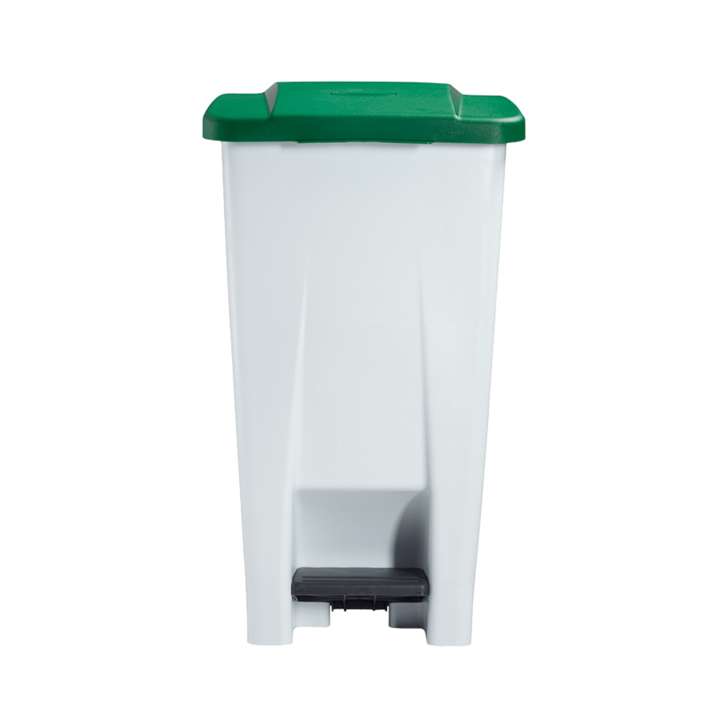 Poubelle mobile plastique à pédale 60L blanc/vert photo du produit Back View ZOOM